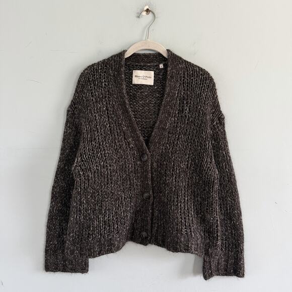Marc O’ Polo Alpaca Wool Cardigan Black Silver V Neck Sweater - Picture 2 of 6